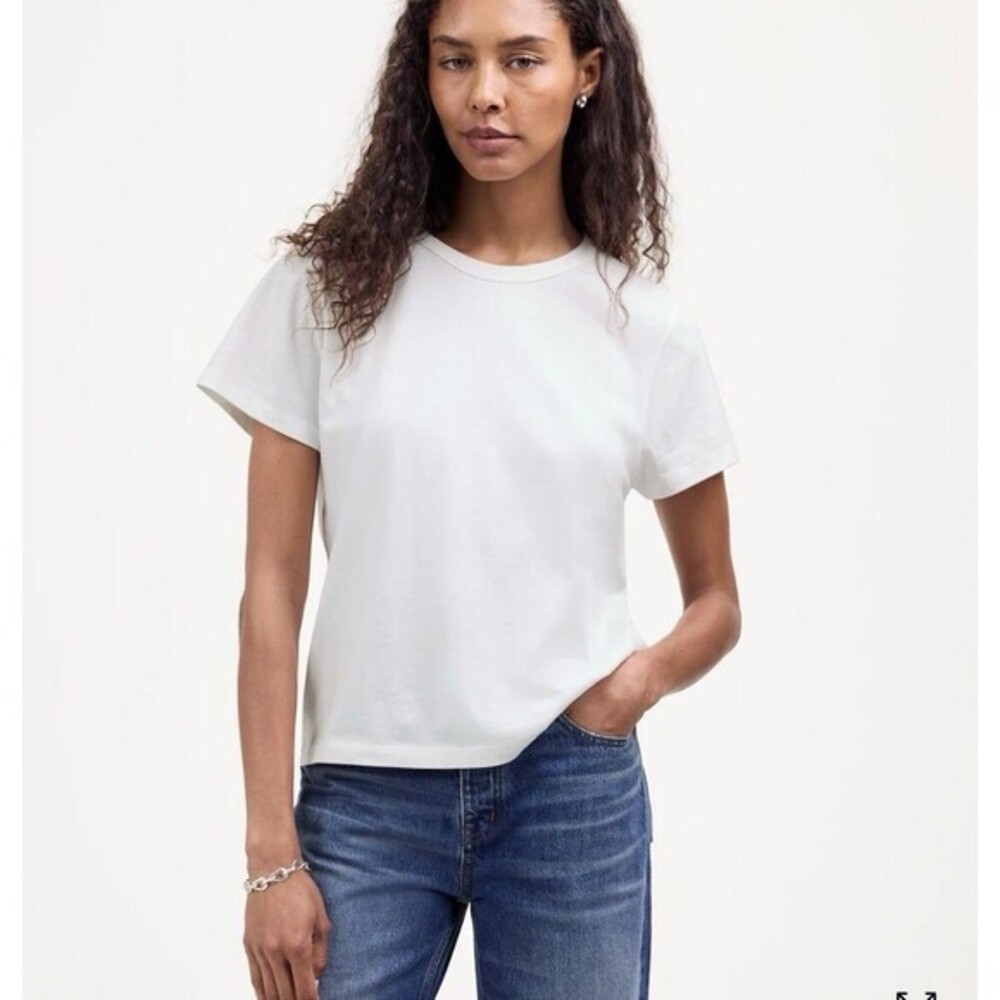 Madewell Women’s The Perfect Cotton Crewneck Tee White XXS Short‎ Sleeve NWT